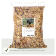 Eine 5kg Tüte Vogelfutter mit der Aufschrift "Futtertraum Bodensfresser Spezial Mix" mit einem schwarzen Vogel auf einem Ast, mit einem Hinweis auf luftdichte Verpackung.