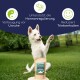 Ein weißer Hund mit erhobener Pfote steht neben einem Beutel mit Nahrungsergänzungsmittel, beschriftet mit "Libido Balance Pulver", das ausgewogenes Verhalten und Hormonregulation fördert.