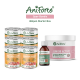 AniForte Spar-Bundle: sechs Junior Menu Chicken-Dosen, Lachsöl-Flasche und 'Junior Active'-Tiegel, beschriftet 'Welpen Starter Box'