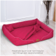 Ein lebhaftes pinkes Haustierbett mit plüschigem Innenraum und einem Etikett mit der Aufschrift "Pet Home." Der Text besagt: "Quick-Cover nicht enthalten, separat erhältlich."