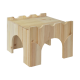 Holz-Haustierhocker mit Bogen-Design, mit glatter Oberseite und Ausschnitten an den Seiten, ideal für kleine Haustiere.