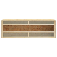 Ein schlichtes, helles OSB (Oriented Strand Board) Panel mit einer strukturierten Oberfläche, geeignet für Produkte für Haustiere.