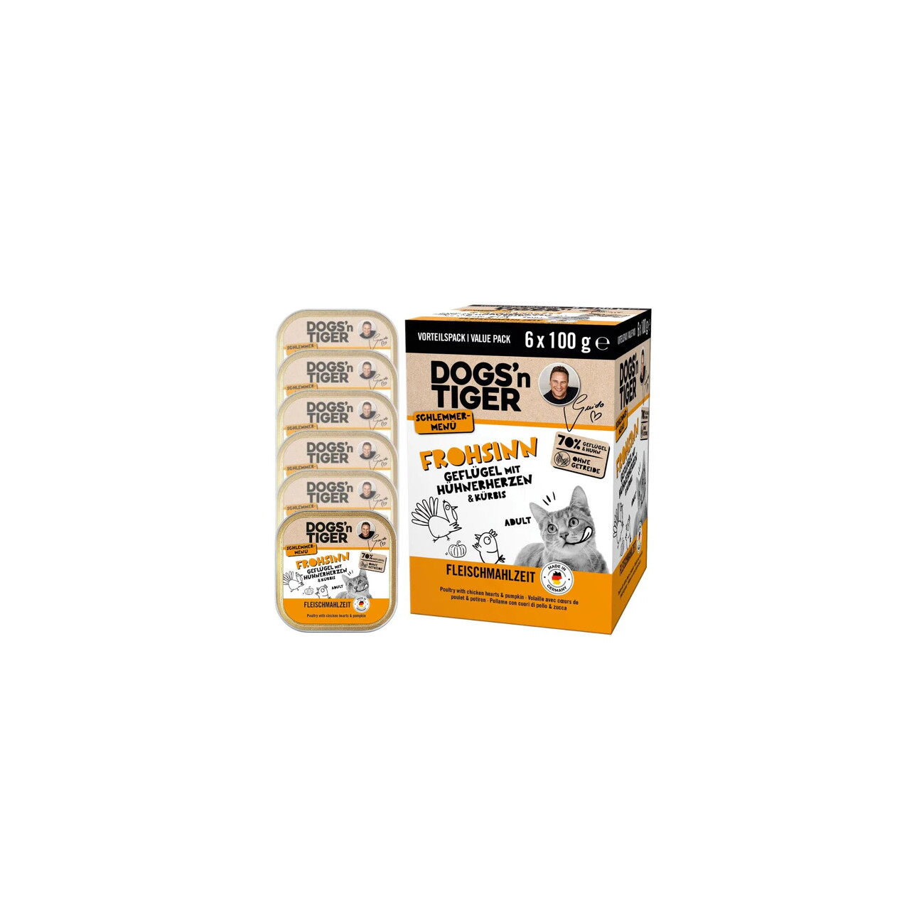 Dogs'n Tiger Dogs´n Tiger Adult Nassfutter Katze, Frohsinn, Geflügel & Kürbis 100 g