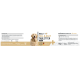 Etikett für REAVET® Fell & Haut Tabletten Forte für Hunde, mit einem Golden Retriever, mit Details zu Inhaltsstoffen und Anwendungshinweisen.