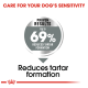 Image promoting a dog dental product, stating "Proven Results: Up to 69% Reduced Tartar Formation" with a focus on tartar reduction.