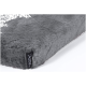 Graues Haustierbett mit einer weichen, plüschigen Textur, mit einem Etikett, das "TruePet" liest.