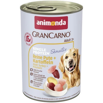 Animonda GranCarno Hundefutterdose — Adult 1+, Single Protein, Reine Pute + Kartoffeln (Pute + Kartoffeln)