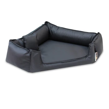 SPENCER Eckiges Orthopädisches Hundebett schwarz/ graphit 1,25 m, 26 cm, 1,25 m Schwarzes Haustierbett mit erhöhten Rändern und einem weichen Innenraum, entworfen für Komfort und Unterstützung.