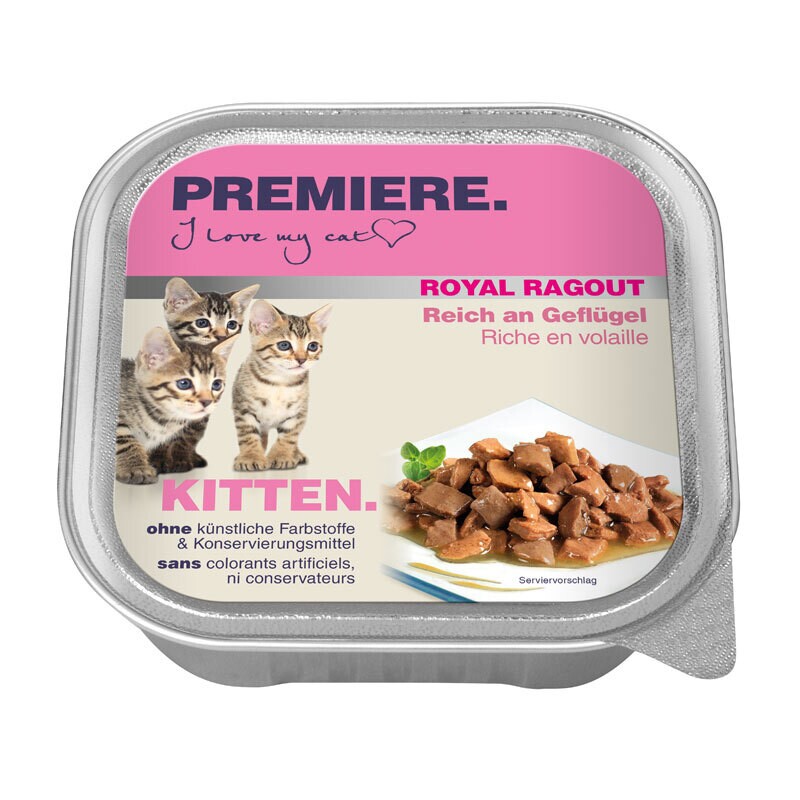 PREMIERE Royal Ragout Kitten Rijk aan gevogelte 16x100 g