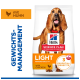Hill's Science Plan Light Hundefuttersack mit braunem Hund, 'Mature Adult 7+', 'with chicken' und '3 essential benefits'.