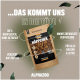 Verpackung für Haustierleckerlis mit "ALPHAZOO Häppchen" mit 88% Fleisch, getreidefrei, ohne Zuckerzusatz, umweltfreundliche Verpackung, geeignet für alle Rassen und Altersgruppen.