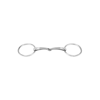 Ein glänzender Edelstahl-Doppelschnapphaken mit runden Ringen an jedem Ende, entworfen für Haustierleinen oder -geschirre.