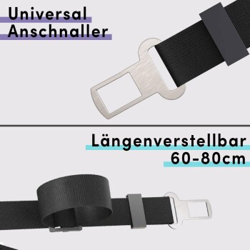 Universeller Haustier-Sicherheitsgurtverschluss mit verstellbarer Länge (60-80 cm), auf einem hellen Hintergrund gezeigt.