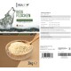 Verpackung von Reavet Reis Flocken Haustierfutter, mit einer Holzschüssel Reisflocken, einer heulenden Wolfsgrafik und Nährwertinformationen.