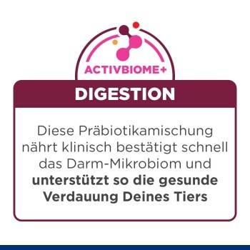 ActivBiome+ Digestion Präbiotische Mischung unterstützt die gesunde Verdauung Ihres Haustiers durch Ernährung des Darmmikrobioms.