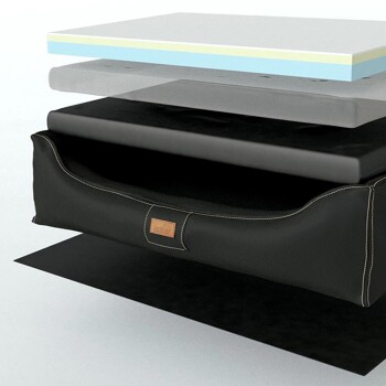 ® ALBERTO ORTHO Orthopädisches Hundebett mit Velours Vintage schwarz/ graphit 1,2 m, 25 cm, 85 cm