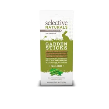 Selective Naturals Gartensticks für Kaninchen, mit Erbsen und Minze, reich an natürlichen Zutaten für Bindung und Interaktion.