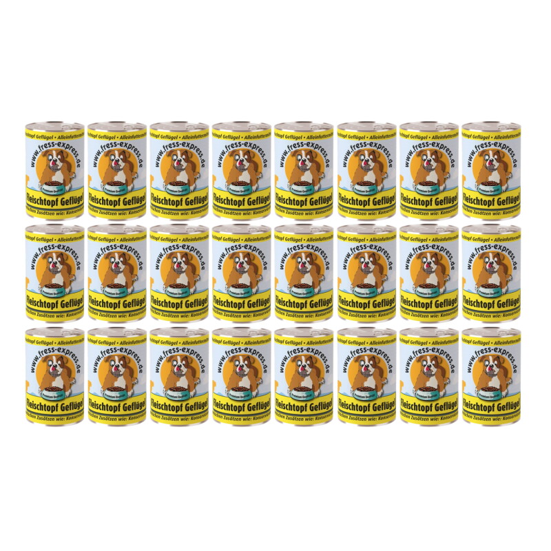 fress-express Fleischtopf Geflügel Nassfutter Hund 24x400 g
