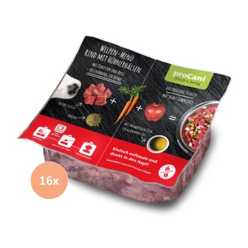BARF Komplettmenü TK-Blockware Napffertig Welpen Rind 16x500 g