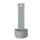 Cuillère en métal gris pour nourriture pour animaux avec un fond arrondi et un trou pour suspendre, conçue pour un nourrissage facile.