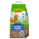 Sac vert et bleu de MultiFit Natural Hygiene Pellets pour chats, 11 kg, avec un chat sur de l'herbe et des affirmations de non-agglomération et d'absorption des odeurs.