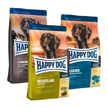 HAPPY DOG Sensible Probierpaket Länderreise 3x1kg Mixpaket 1