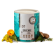 Dose Favly Petfood Functional 07 Urocare mit natürlichen Zutaten und Kräutern, umgeben von Blumen und Samen.
