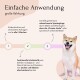 Ein glücklicher Shiba Inu neben einem Text über ein natürliches Zecken- und Mückenabwehrmittel, das zwei Wochen hält.