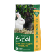 Burgess Excel Adult Rabbit Nuggets with Oregano, 1.5kg bag, featuring a white and black rabbit on hay; highlights dental health and digestion support.