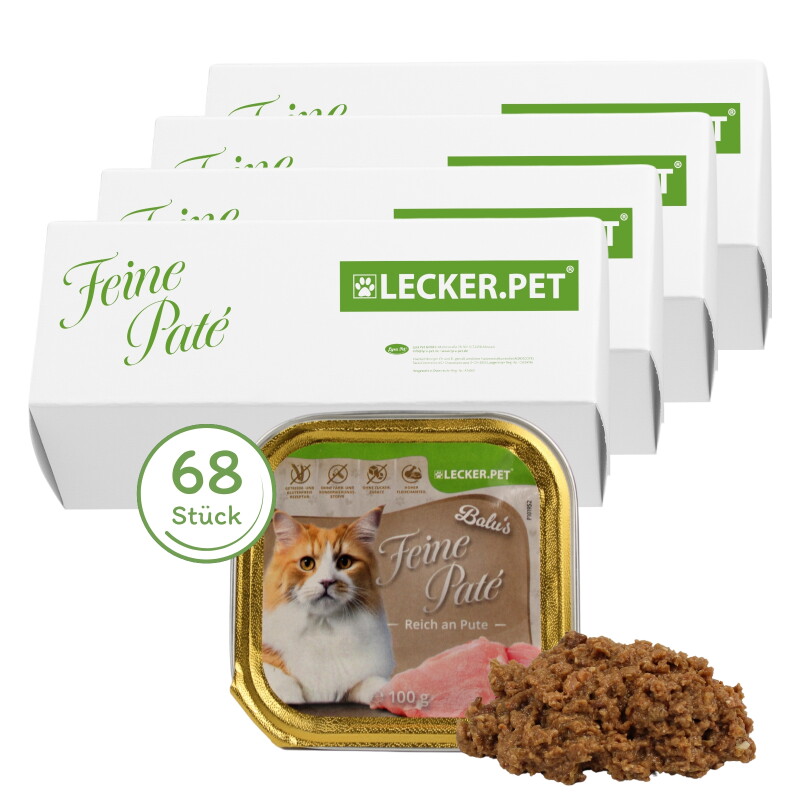 Lyra Pet Lecker.Pet Balu's Feine Paté Reich an Pute Katzenfutter Nassfutter Vollnahrung 100 g