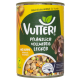 Vutter! vegane Hundefutterdose mit einem braunen Hund auf dem Etikett, mit dem Text "Pflanzlich Vollwertig Lecker" und "wie Huhn, Möhren & Kartoffeln."
