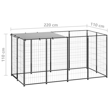 Outdoor-Metall-Haustierauslauf mit Mesh-Dach, Maße 220 cm x 110 cm x 110 cm.