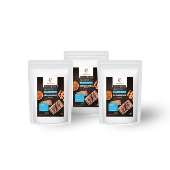 ® Beruhigende Snacks - getreidefrei 3 x 70 g Drei Pakete Haustierfutter der Marke WILDFANG, beschriftet mit "Beruhigende" und Bildern von Futter, das beruhigende Zutaten enthält.