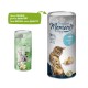 Two cylindrical pet food containers: left "Ocean Kiss" (green, 100% tuna) and right "Moments" (blue, 100% fillet) with "New DESIGN, same QUALITY."