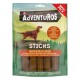 Purina AdVENTUROS Sticks im Buffalo Wild Geschmack, mit einer Hundesilhouette vor einem Berg-Hintergrund, beschriftet mit "MAXI PACK."