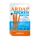 ARDAP Zeckenentfernungshaken in Orange, verpackt mit drei Größen (S, M, L) für eine einfache und sichere Zeckenentfernung, mit deutschem Text.