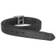 Schwarzes Leder-Haustierhalsband mit einer silbernen Schnalle, das den geprägten Text "EQUINATE" entlang des Riemens zeigt.