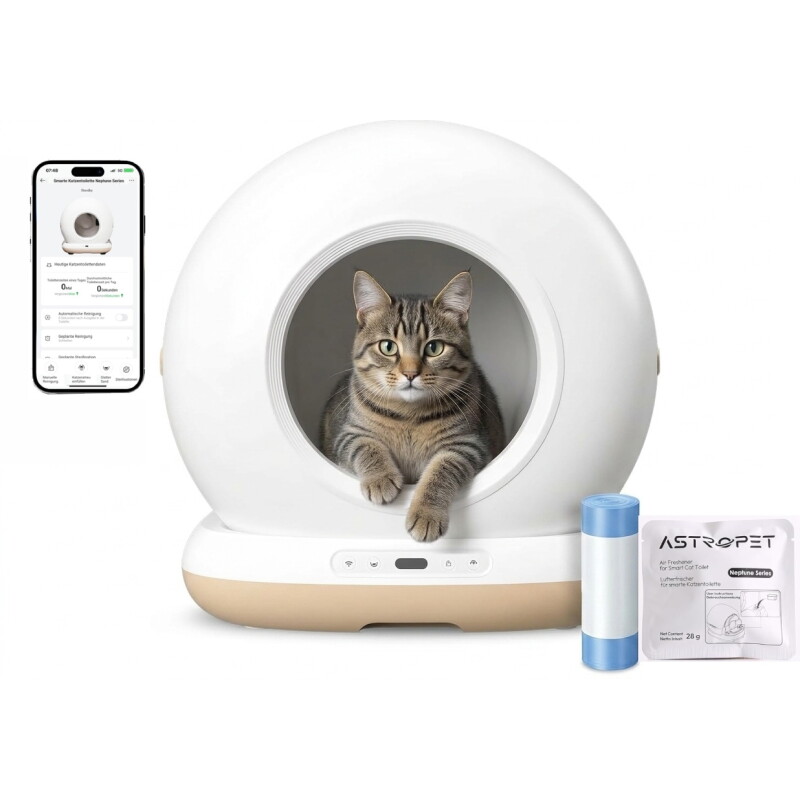 AstroPet Neptune Katzenklo Selbstreinigend mit Matte, APP-Steuerung 72L Selbstreinigende Katzentoilette, UV-Sterilisation, Mehrfacher...