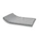 Lit pour animaux de compagnie gris avec une surface douce et rembourrée et une base blanche élégante, conçu pour le confort et le style.