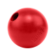 Roter Gummi-KONG-Leckerliball mit einem Loch und eingeprägtem 'KONG'-Logo