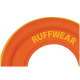 Ein orangefarbenes Hundeschwimmgerät mit dem Text "RUFFWEAR", der prominent in Gelb angezeigt wird.