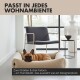 Drei plüschige Hundebetten in Greige, Oliv und Braun, mit einem beigen Einsatz. Text: "Passt in jedes Wohnambiente" mit Größen- und Farbdetails.