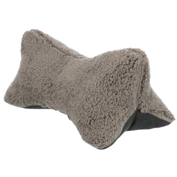 Zacht, pluche hondenbotvormig kussen in een lichtgrijze kleur, ideaal voor het comfort en de ontspanning van huisdieren.