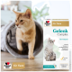 Chat roux émergeant d'un tunnel à côté d'une boîte étiquetée « Doppelherz Gelenk Complex für Katzen »