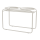 Weiße Metall-Futterstation für Haustiere mit zwei runden Schalen und minimalistischer Gestaltung.