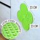 Grüne Silikon-Haustierpflege-Matte mit Saugnäpfen, misst 23 cm, mit verschiedenen strukturierten Oberflächen zur Reinigung.