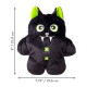 Black plush toy with neon-green ears and eyes, white fangs and green X buttons; 9 in/22.8 cm tall, 7.75 in/19.6 cm