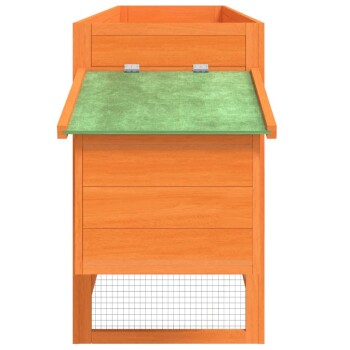 Holztisch für die Pflege von Haustieren mit einer grünen Oberfläche, ausgestattet mit drei Schubladen und einem Drahtgitterboden zur Belüftung.