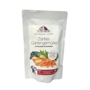 Tackenberg Zartes Gartengemüse Hundefutter mit Karotten und Kartoffeln, deutsche Qualität, BARF-Ergänzung, 125 g Beutel.