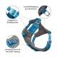 Hundegeschirr in Grau und Blau mit Aluminium-Leinenbefestigung, mit vier verstellbaren Punkten und einem vorderen Ring für Anti-Zieh-Training.